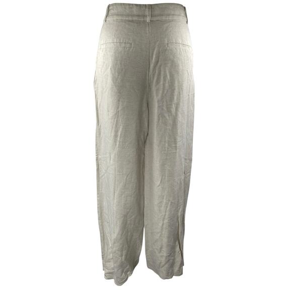 LOFT Women's White Linen Pleated High Waist Palazzo Wide Leg Trousers Pants Sz 4 - Picture 3 of 4